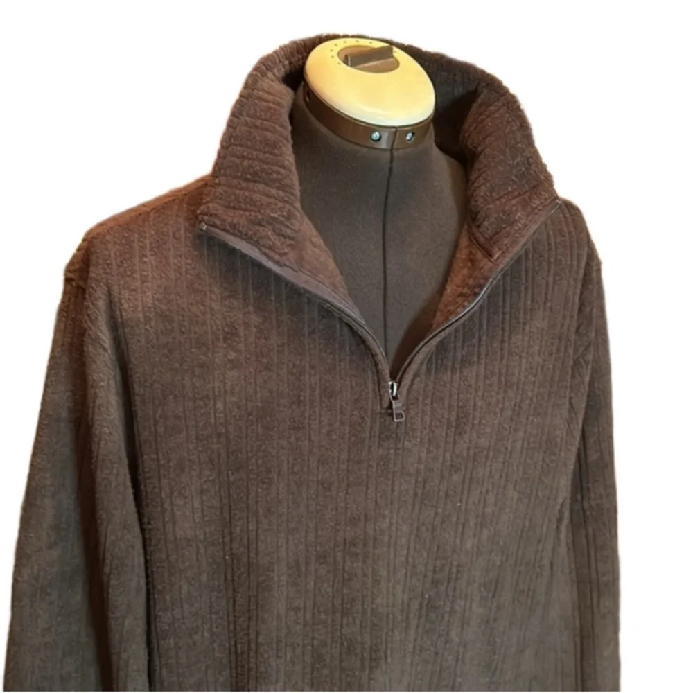 CONCEPTS by CLAIBORNE Vintage Chocolate Brown Velour Pull Over Sweater Size XL